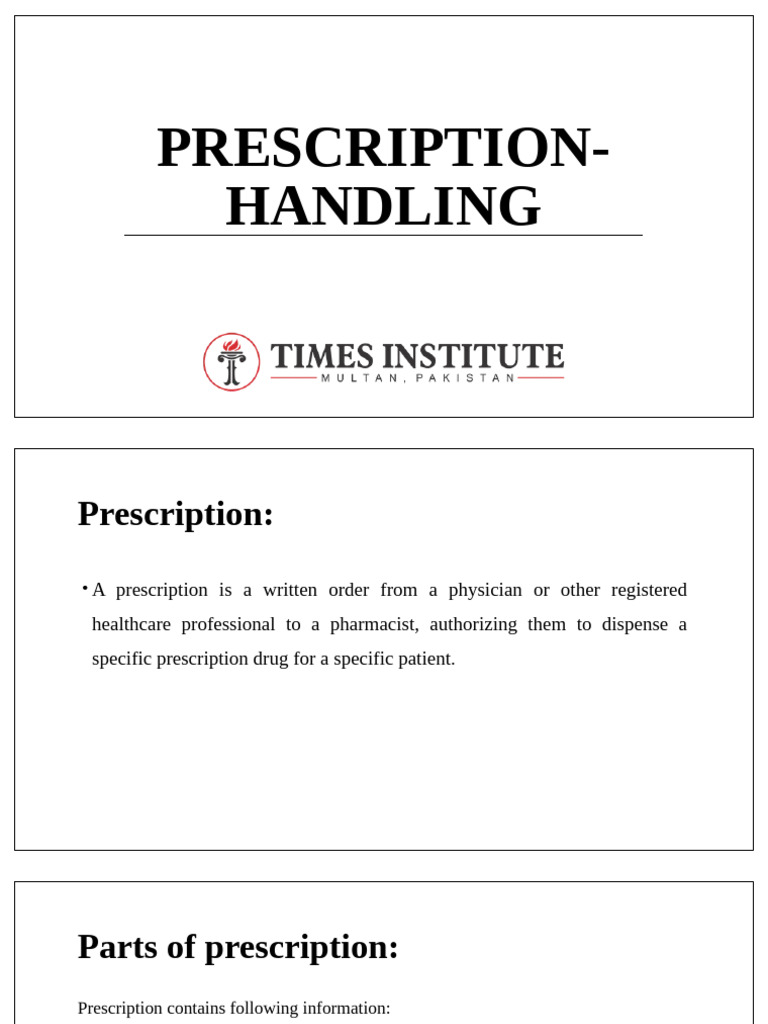Prescription Handling Procedures in Pharmacy | PDF | Medical ...