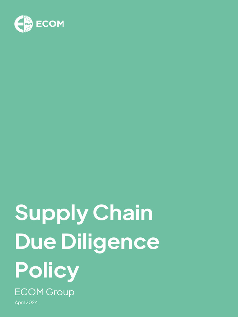 ECOM Supply Chain Due Diligence Policy | PDF | Supply Chain | Risk