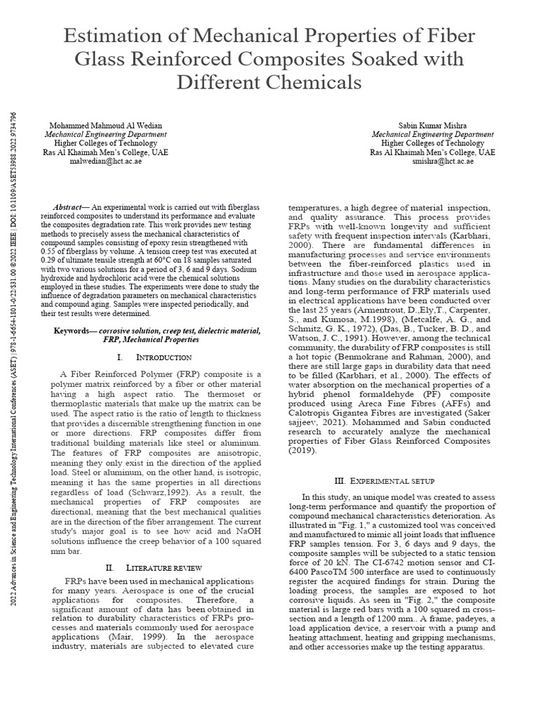 Mechanical Properties of Chemical-Soaked FRP | PDF | Composite Material ...