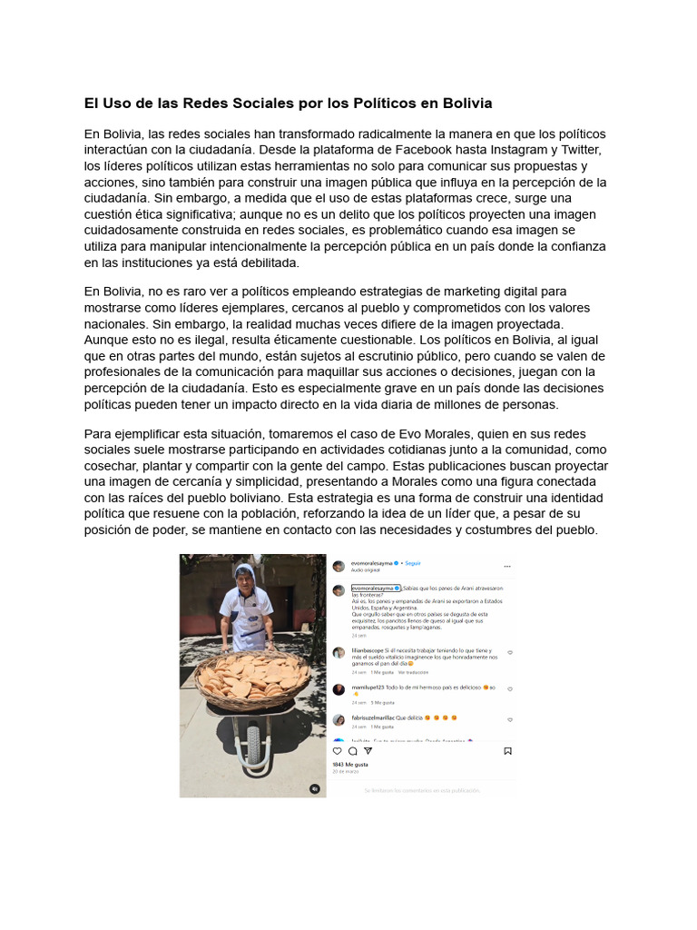 El Uso de Las Redes Sociales Por Los Políticos | PDF | Bolivia ...