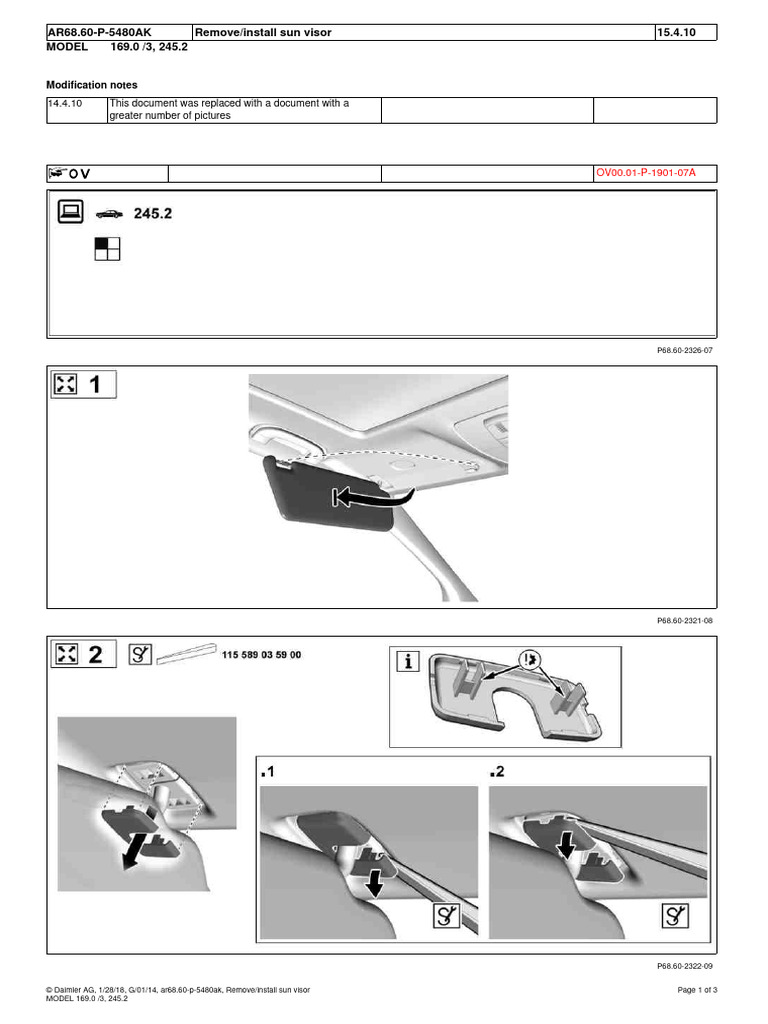 245 Remove - Install Sun Visor | PDF