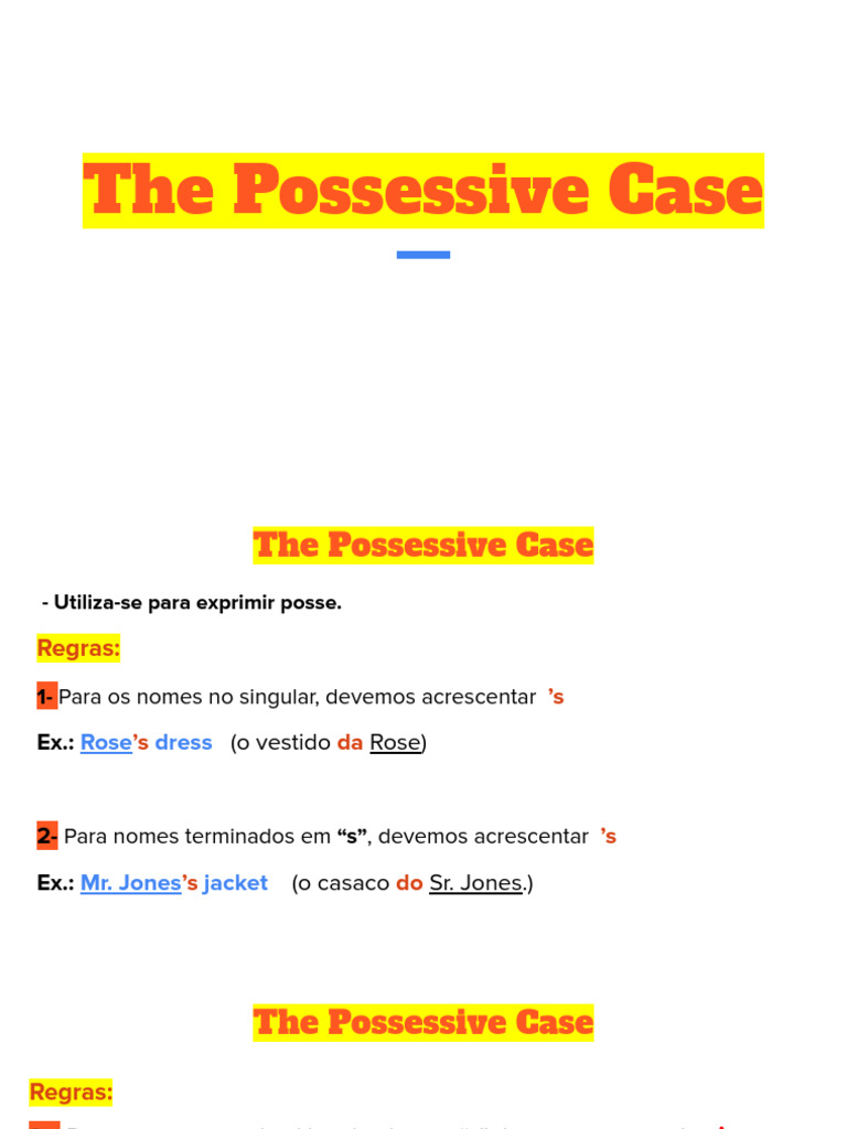 Regras do Caso Possessivo em Inglês | PDF