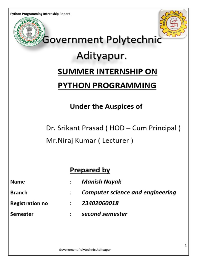 Python Internship Report 2024 | PDF | Python (Programming Language ...