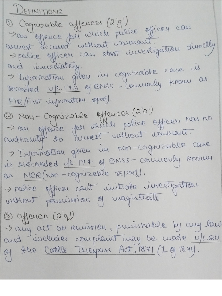 BNSS 2023 Handwritten Notes PDF | PDF