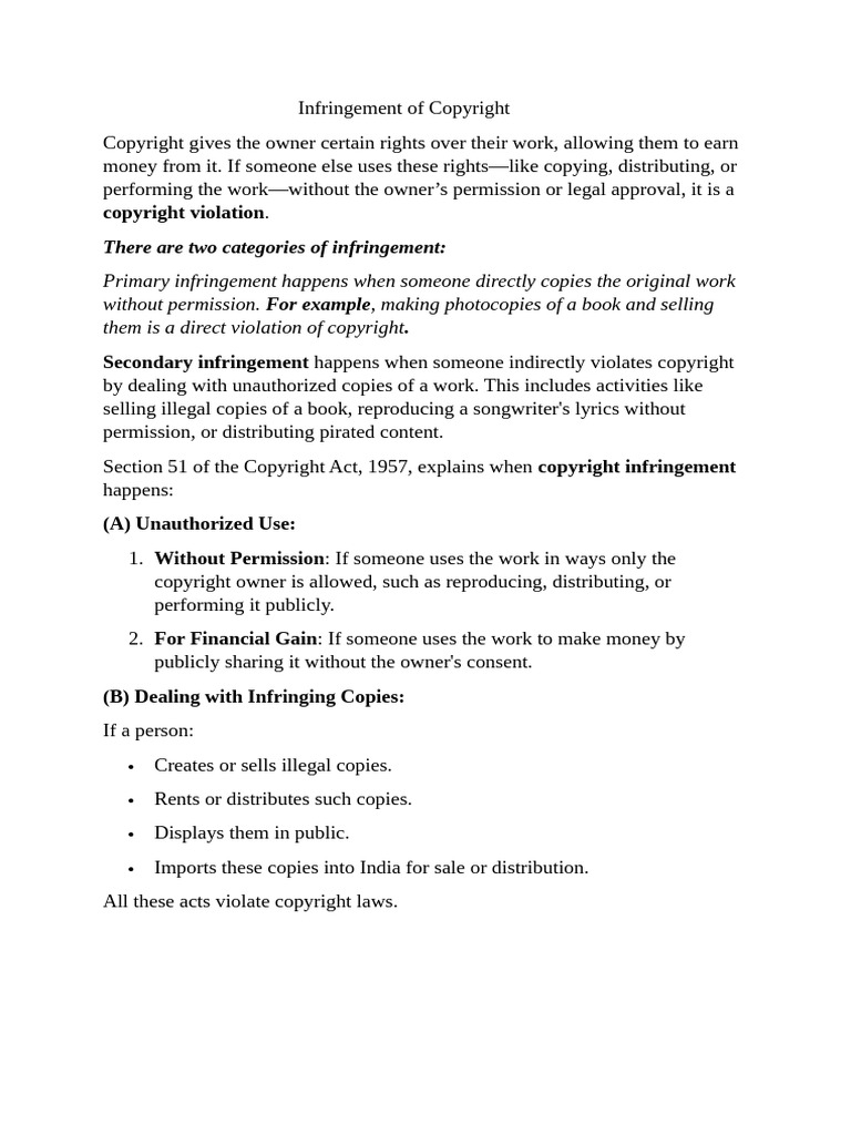 Infringement of Copyright | PDF