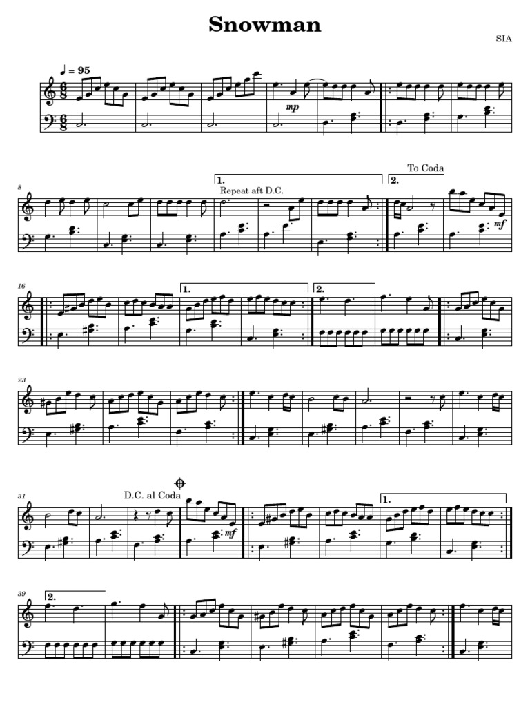 Sia's Snowman Sheet Music PDF | PDF