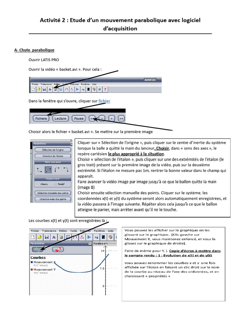 Étude du mouvement parabolique avec Latis Pro PDF Vitesse — free download