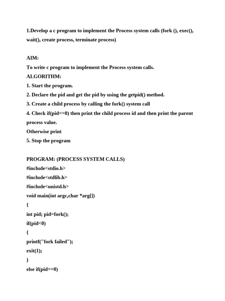 C Programs for Process Management & Scheduling | PDF | Computer ...