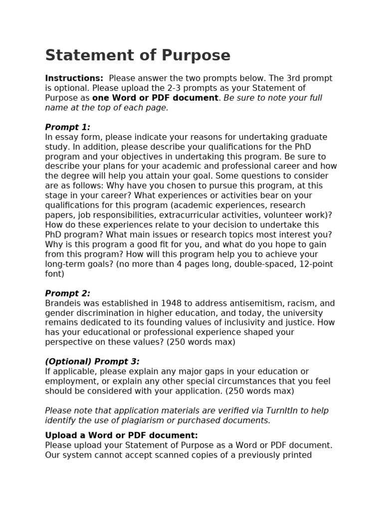 PhD Application Statement Guidelines | PDF | Turnitin | Graduate Record ...