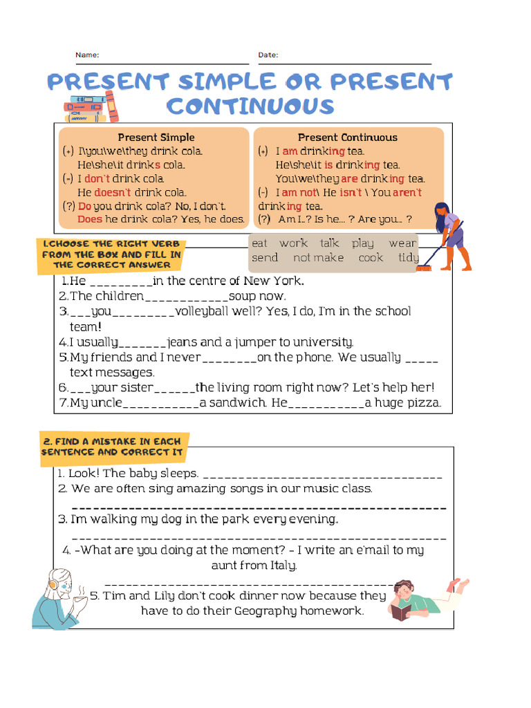 Present Simple or Present Continuous Grammar Drills - 140812 | PDF