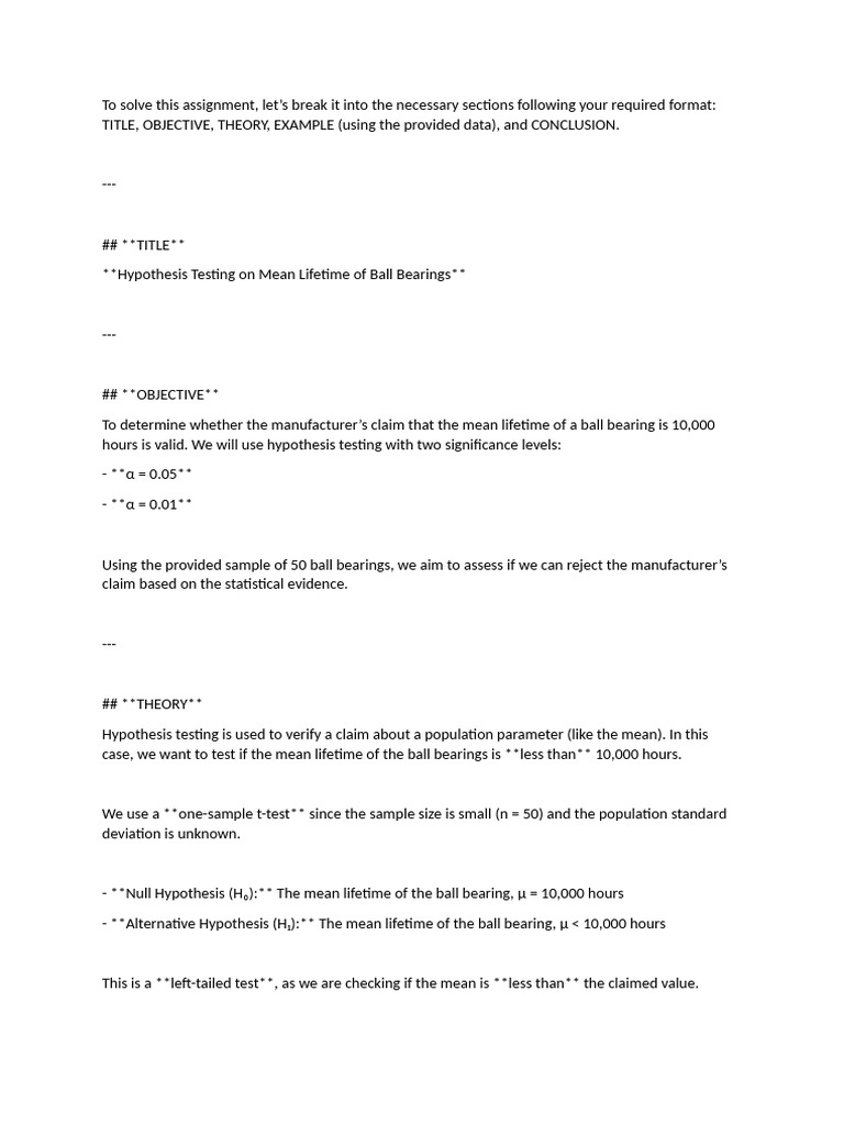 Assgnment pdf statistical hypothesis testing hypothesis