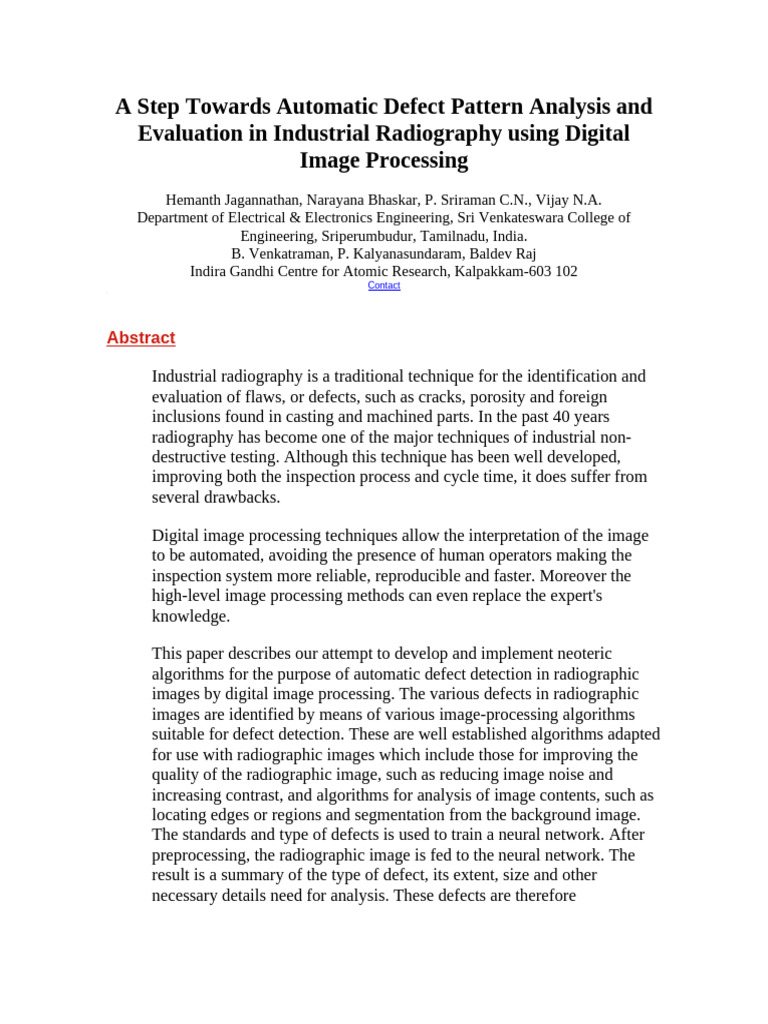 A step towards automatic defect pattern analysis and evaluation in