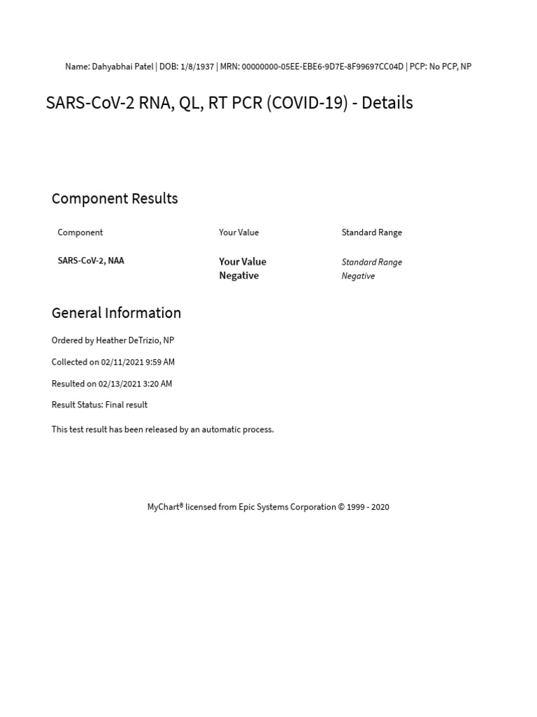 MyChart - Test Details | PDF