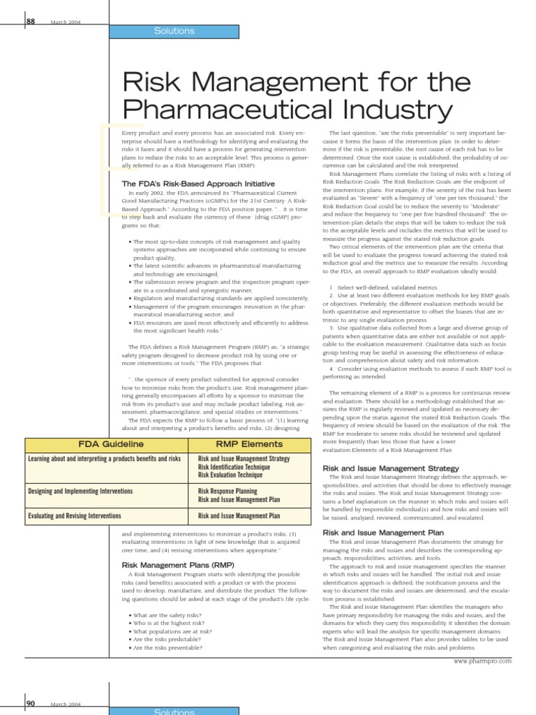 FDA Risk Management Plans Overview | PDF | Self-Improvement