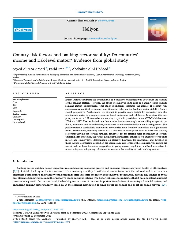 Country Risk and Banking Stability Analysis | PDF | Banks | Risk