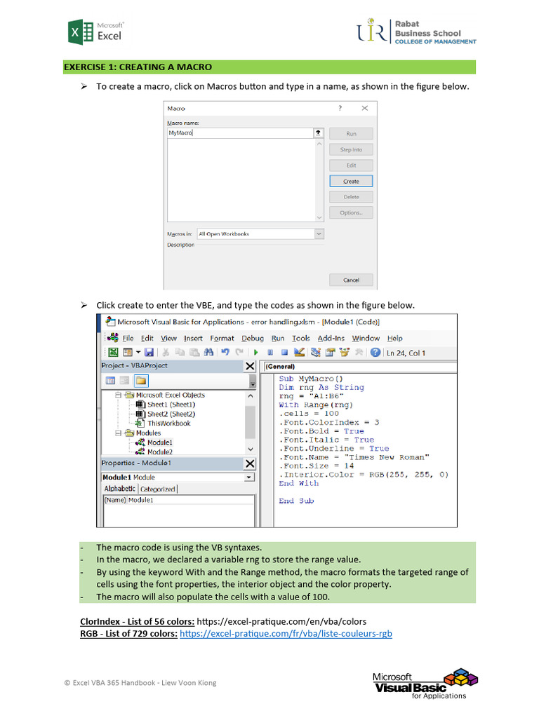 VBA Practice Exercises for Beginners | PDF