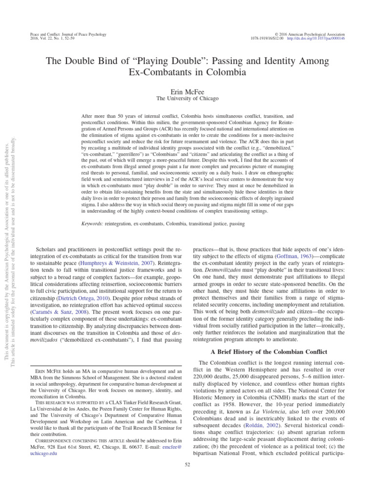 The Double Bind of Playing Double - Passing and Identity Among Ex ...