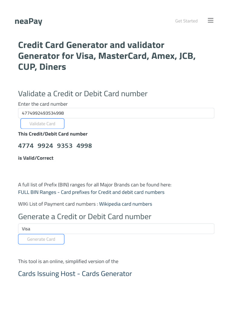 Credit Card Number Generator & Validator | PDF | Credit Card | Debit Card