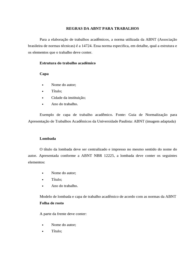 Normas ABNT para Trabalhos Acadêmicos | PDF | Abstract (resumo) | Citação