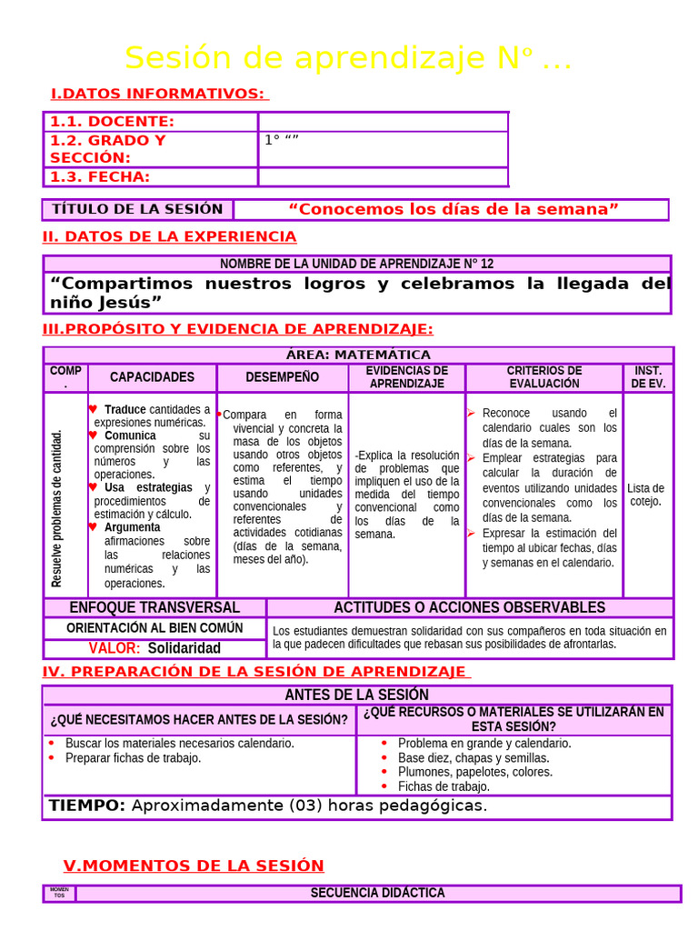 Actividades sobre los Días de la Semana | PDF | Aprendizaje | Calendario