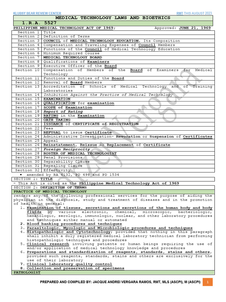 MedTech Laws and Board Certification Guide | PDF | Hiv/Aids | Pathology