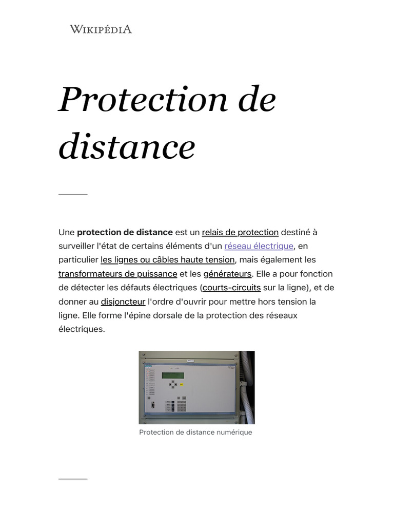 Protection de distance en réseaux électriques | PDF | Composants ...