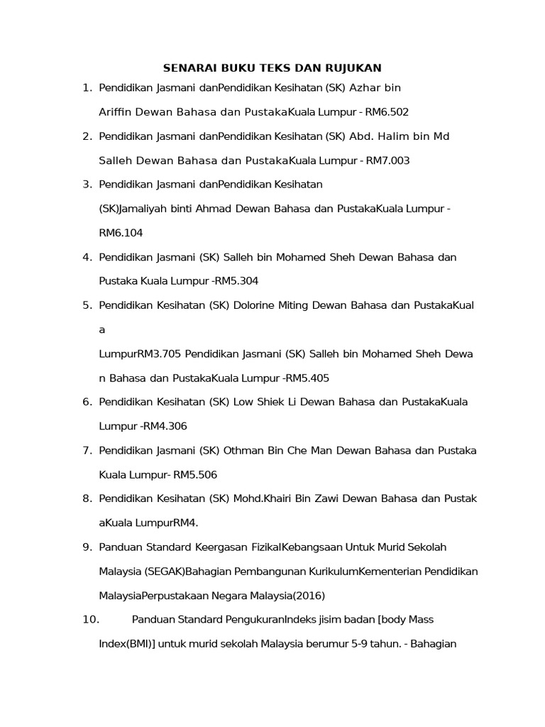 Senarai Buku Teks Dan Rujukan 2023 | PDF