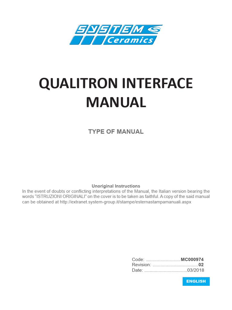 Qualitron Interface Manual | PDF | Menu (Computing) | Login