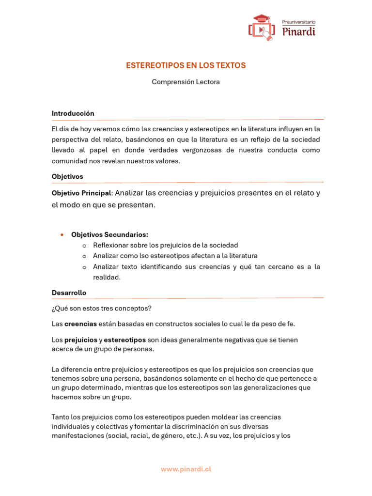 Estereotipos y Creencias en Literatura | PDF | Estereotipos | Prejuicios