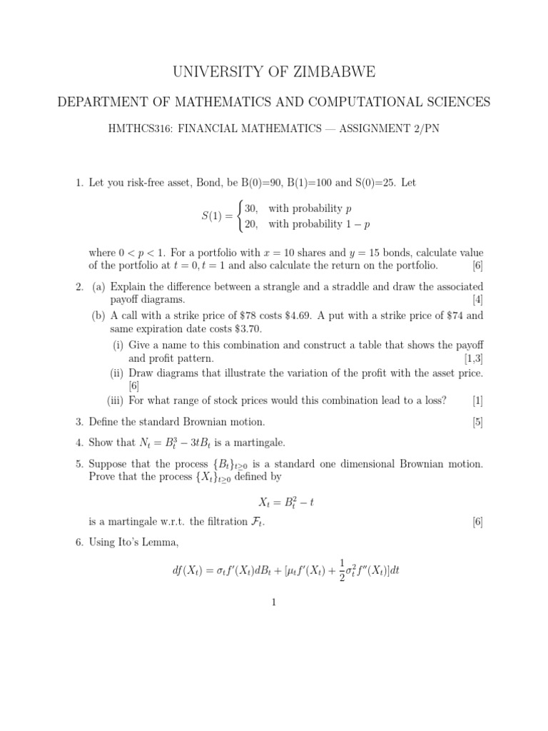 Financial Mathematics Assignment Overview | PDF | Mathematics | Applied ...