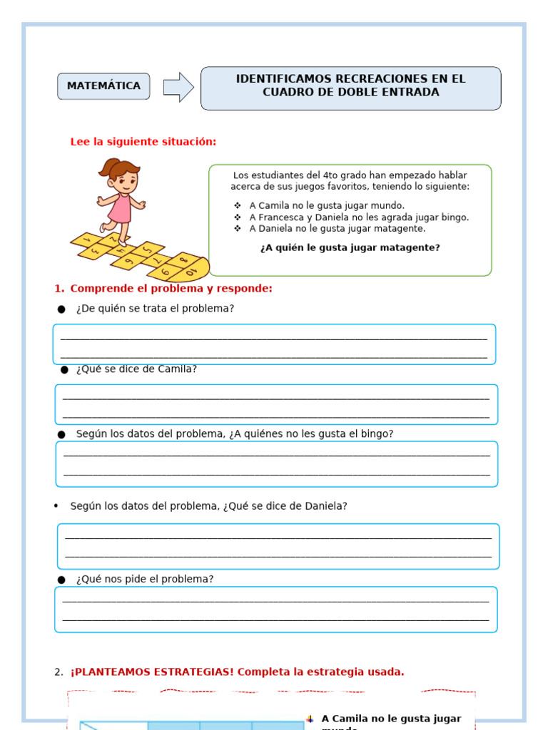 Ficha Mate Mart 3 Cuadro de Doble Entrada 933623393 Prof Yessenia | PDF