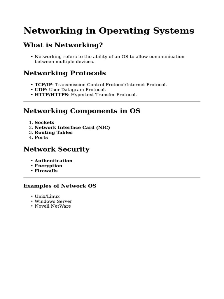 Networking in Operating Systems | PDF