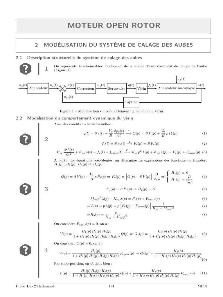 Modélisation dynamique du vérin Open Rotor | PDF | Échecs | Ouverture ...