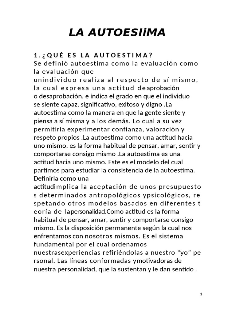Comprendiendo la Autoestima y sus Componentes | PDF | Autoestima | Amor