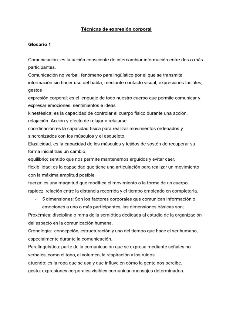 Técnicas de expresión corporal | PDF | Comunicación | Comunicación humana