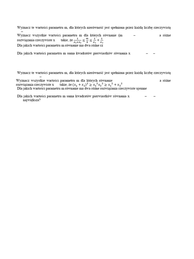 Funkcja Kwadratowa Z Parametrem