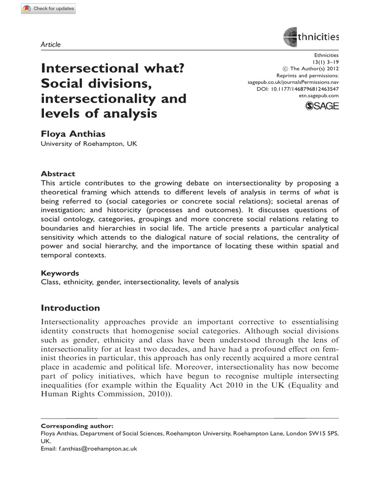 Intersectionality: Levels of Analysis Explained | PDF ...