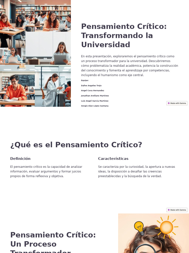 Pensamiento Crítico en la Educación Universitaria | PDF | Pensamiento ...