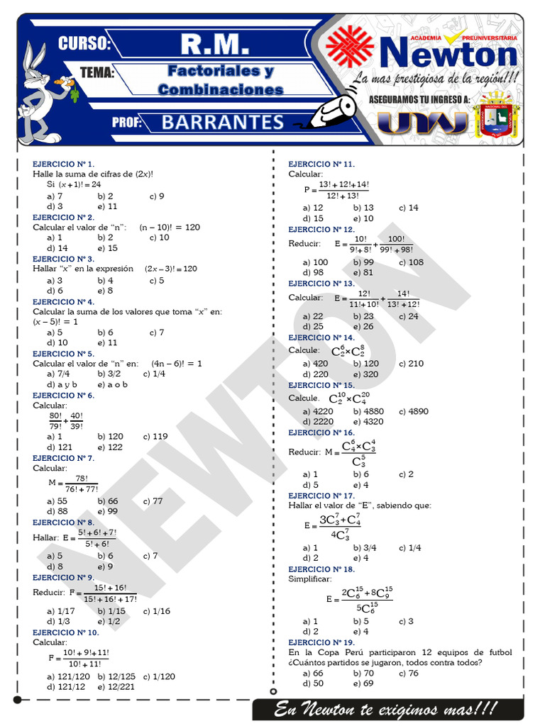 Ejercicios de Combinatoria y Factoriales | PDF | Frutas comestibles | Fruta