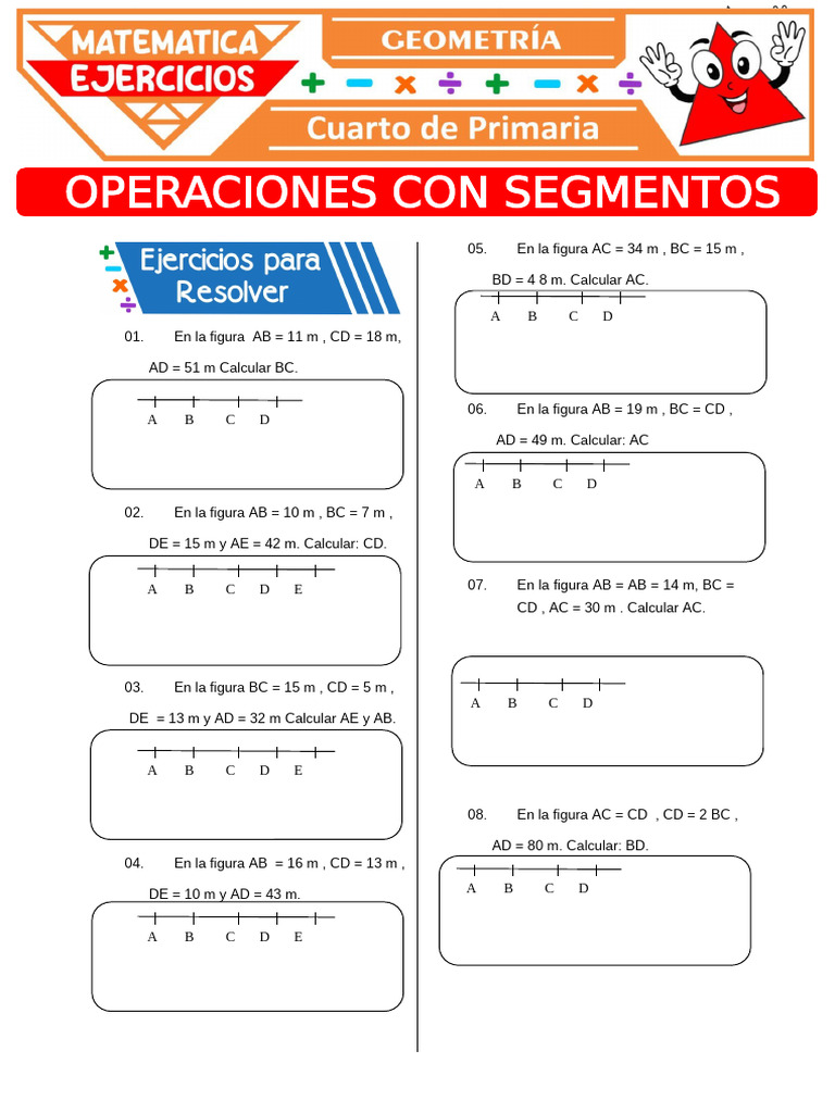 Operaciones Con Segmentos para Cuarto Grado de Primaria | PDF