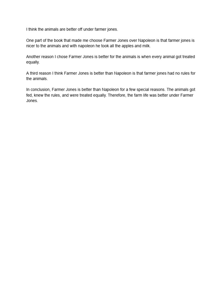 Farmer Jones vs. Napoleon: Animal Welfare | PDF
