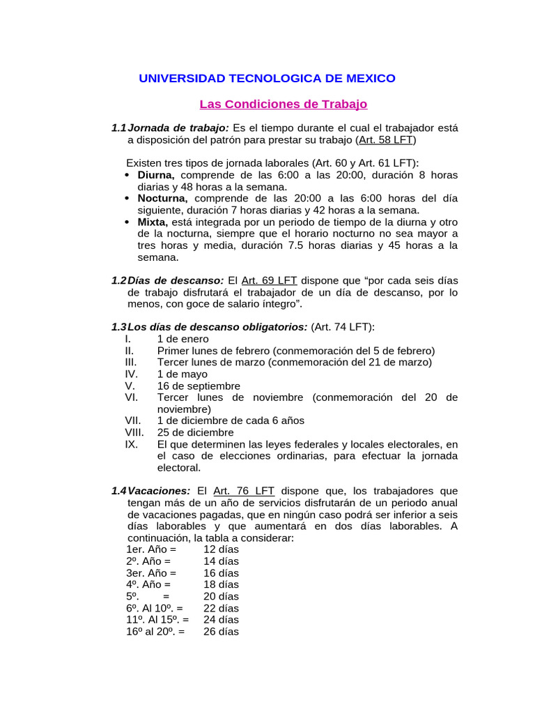 Condiciones de Trabajo | PDF | Derecho laboral | Business