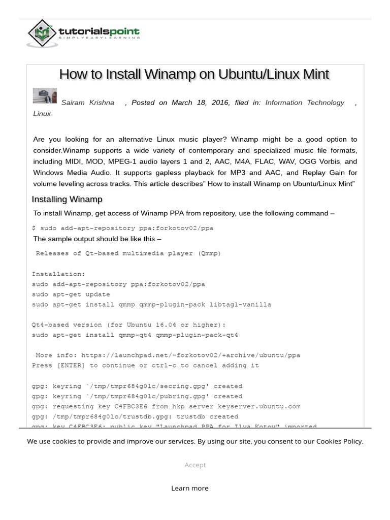 How To Install Winamp On Ubuntu - Linux Mint | PDF | Computing ...