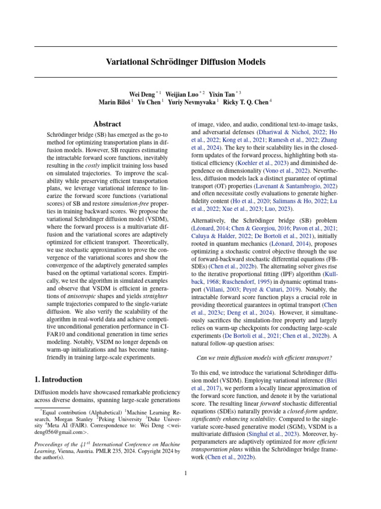 (2024-ICML) Variational Schrodinger Diffusion Models | PDF ...
