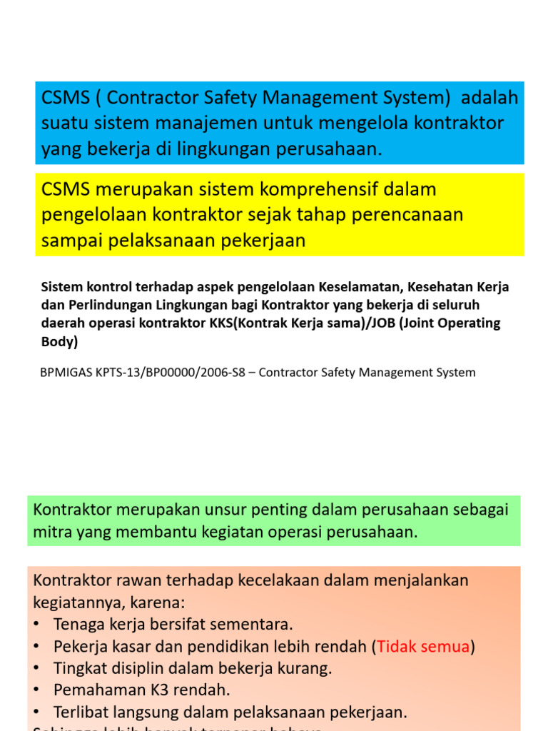 Mengenal Sistem Manajemen Keselamatan Kontraktor | PDF