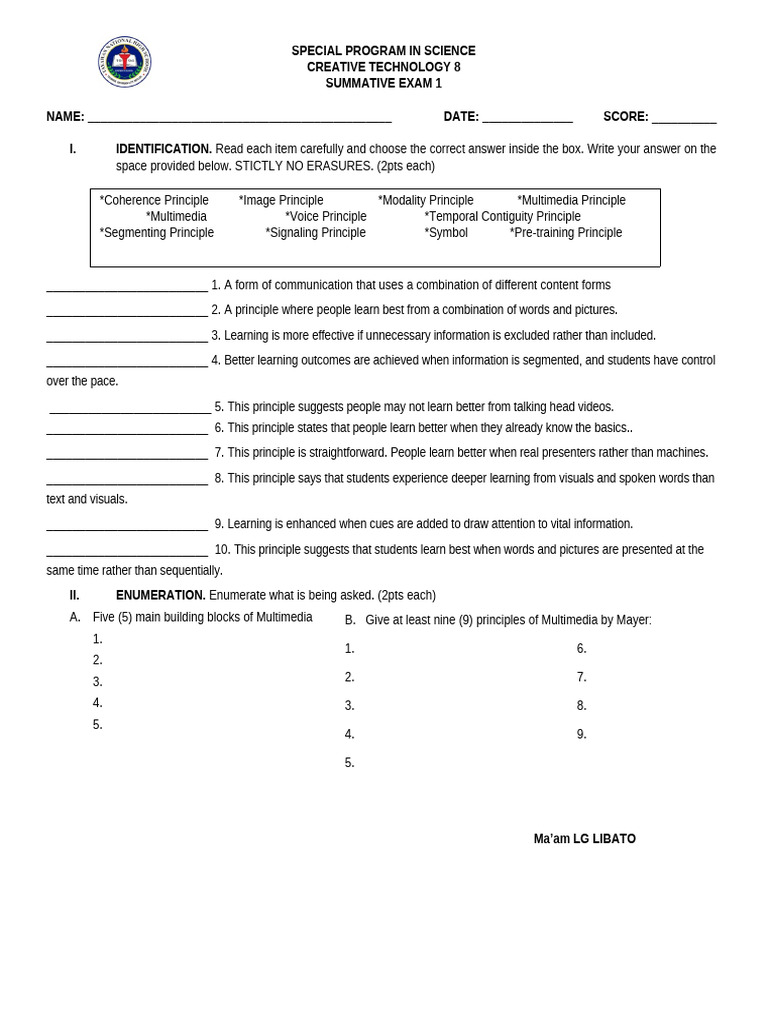 Q1-SUM EX-1 | PDF | Multimedia | Learning