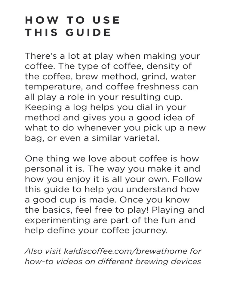 Kaldis brewing basicos pdf coffee food and drink preparation