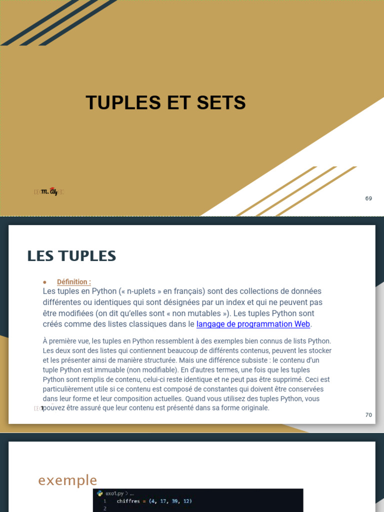 Tuples et Sets en Python : Guide Complet | PDF | Python (Langage de ...