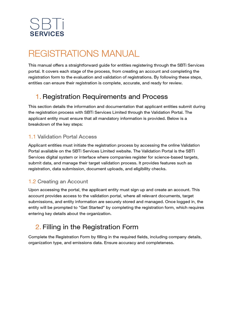 SBTi Registration Process Guide | PDF | Small And Medium Sized ...