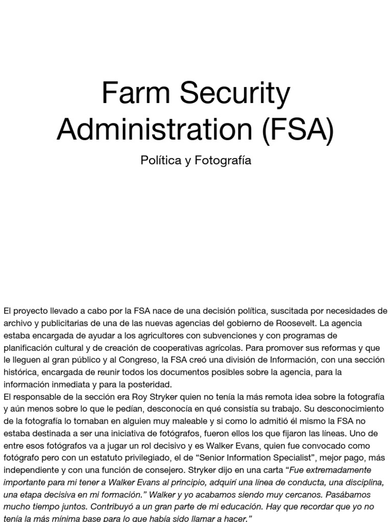 Farm Security Administration (FSA) | PDF